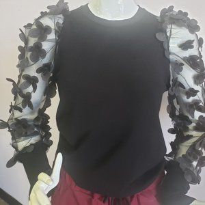 Black Sweater with 3D flowers